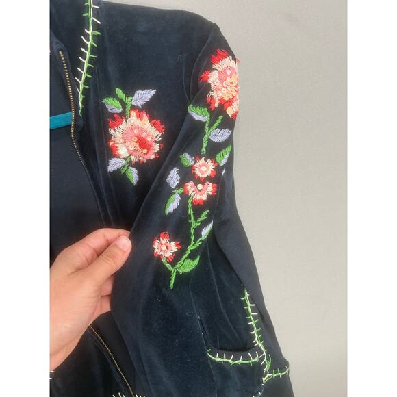 Oliver Escio Black Suede Jacket Floral VTG Fairy Coquette Y2K Rose Comfort Y2K - Picture 9 of 10